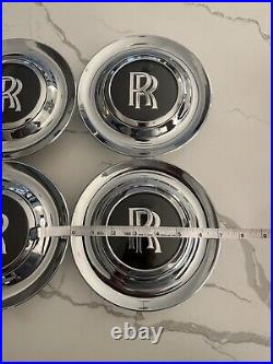 Set Of 4 Rolls Royce Floating Chrome Wraith Dawn 4 Wheel Center Caps