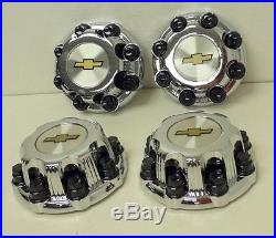 Set of 4 Chrome Chevy Silverado 2500 Center Caps for 16 8 Lug Aluminum Wheels