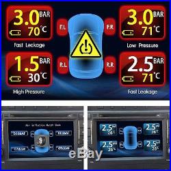 TPMS Tire Tyre Pressure Monitoring System Valve set 4 sensors Displayed on DVD
