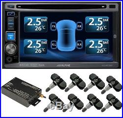 Tyre Tire Pressure Monitor System 8 Internal Valve 22 Sensors DVD TPMS Car Set