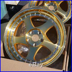 Used Set 18X9.5 AodHan AH01 5x100 +30 Gold Machined Face Wheels