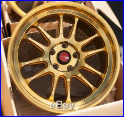 Used Set 18x8.5 +35 AodHan AH07 5x100 Gold Machined Face Wheels