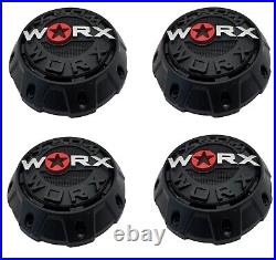 WRX-8856SB 912S11 Worx Black Wheel Center Cap with SCREWS WRX-8856SB 912S11 Worx Black Wheel Center Cap with SCREWS